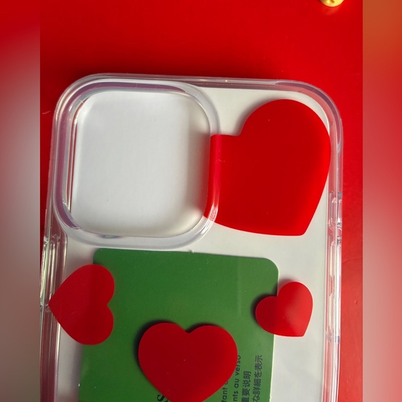 Kate Spade Transparent Case with Vibrant Red Hearts,iPhone 16 Pro Max. - Picture 5 of 13